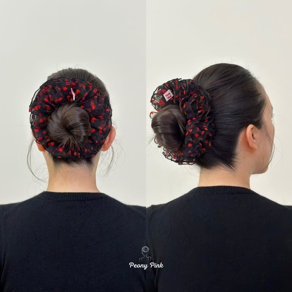 Heart Tulle Fluffy Scrunchie