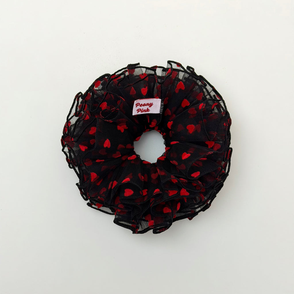 Heart Tulle Fluffy Scrunchie